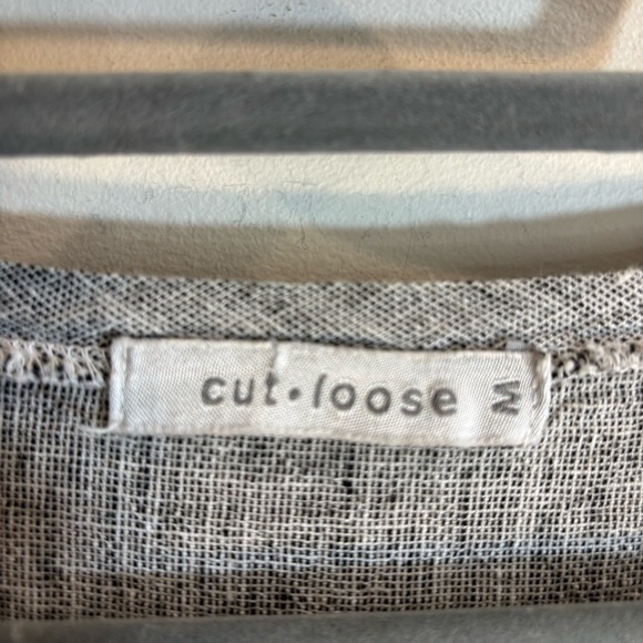 CUT LOOSE Sz M V-Neck Gray Asymmetrical Sleeveless Dress Linen Cotton Blend - Picture 2 of 8